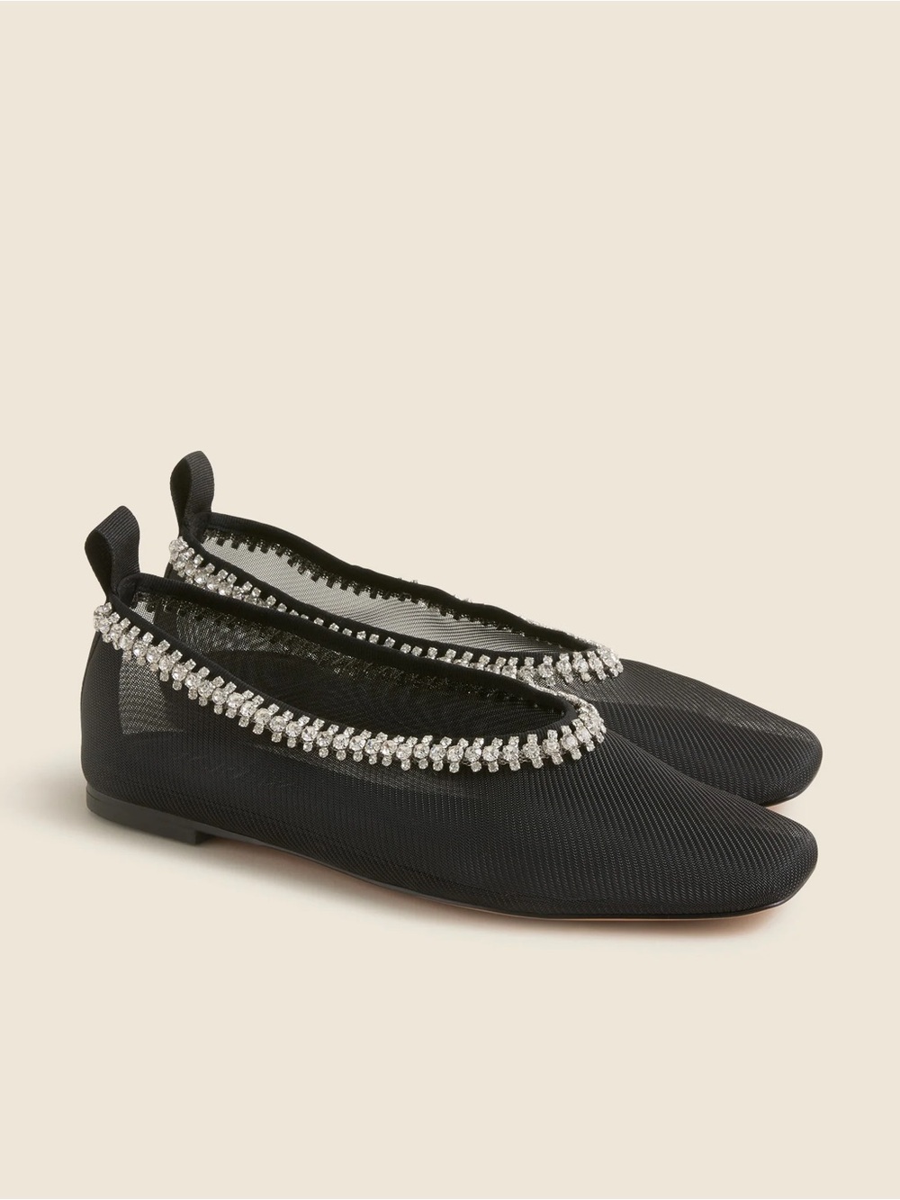 J.Crew Quinn rhinestone-embellished ballet flats in mesh
